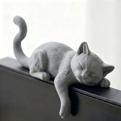 3D-gedrucktes Faulkatzen-Monitorrand-Ornament Lustige Einzigartige Schreibtischdekoration für Homeoffice Katzenliebhaber Geschenk