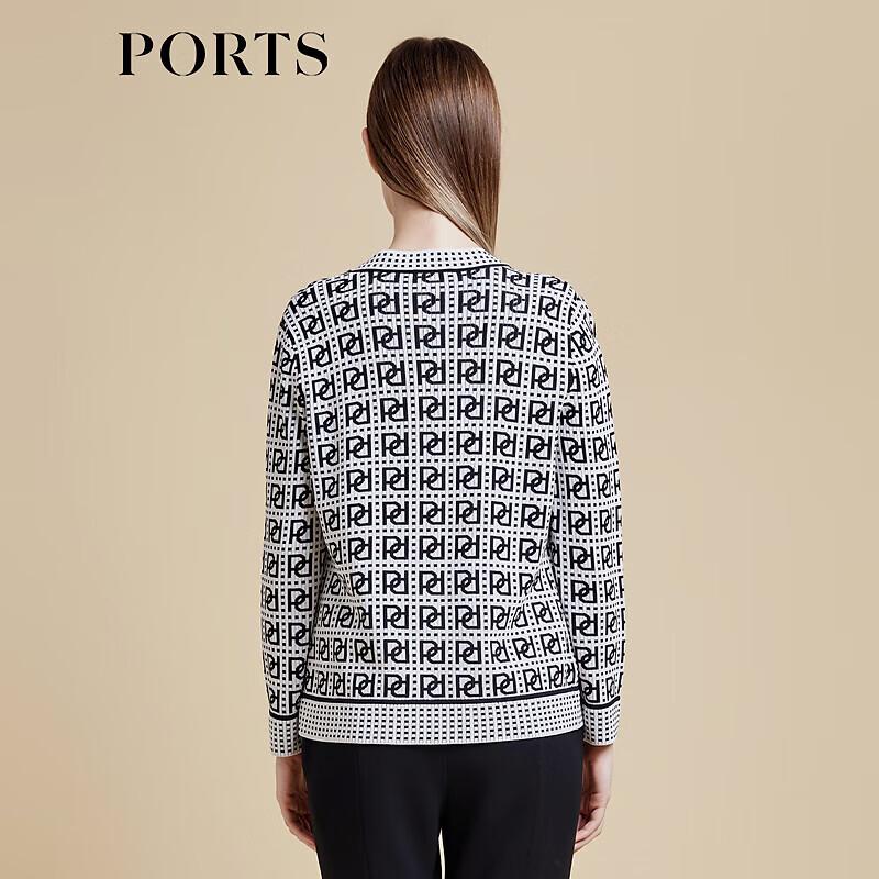 PORTS Women's Colorblock Logo Jacquard Knit Cardigan
