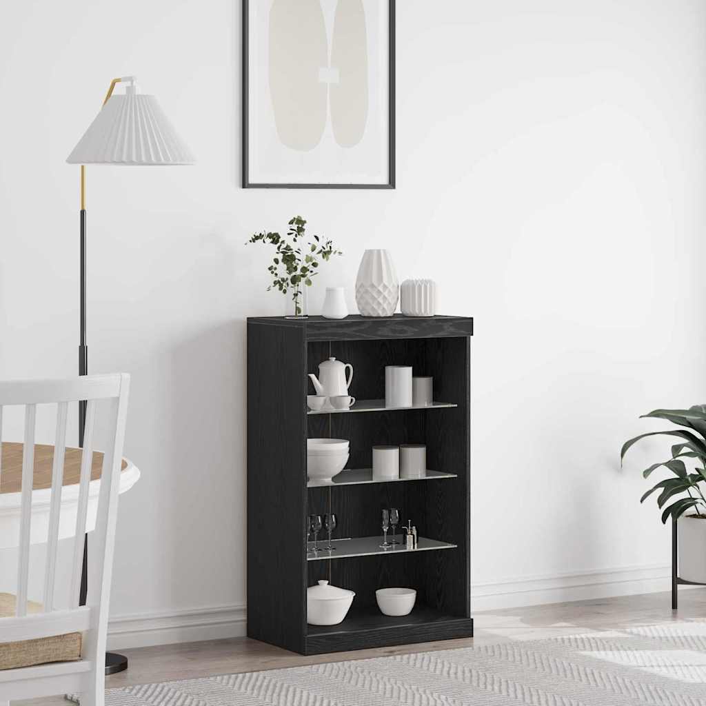 LED Sideboard Black Oak Effect 60.5 X 37 X 100 Cm