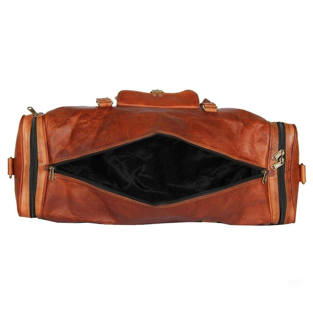 Vintage Genuine Goat Leather Duffel Travel Gym Weekend Overnight Bag