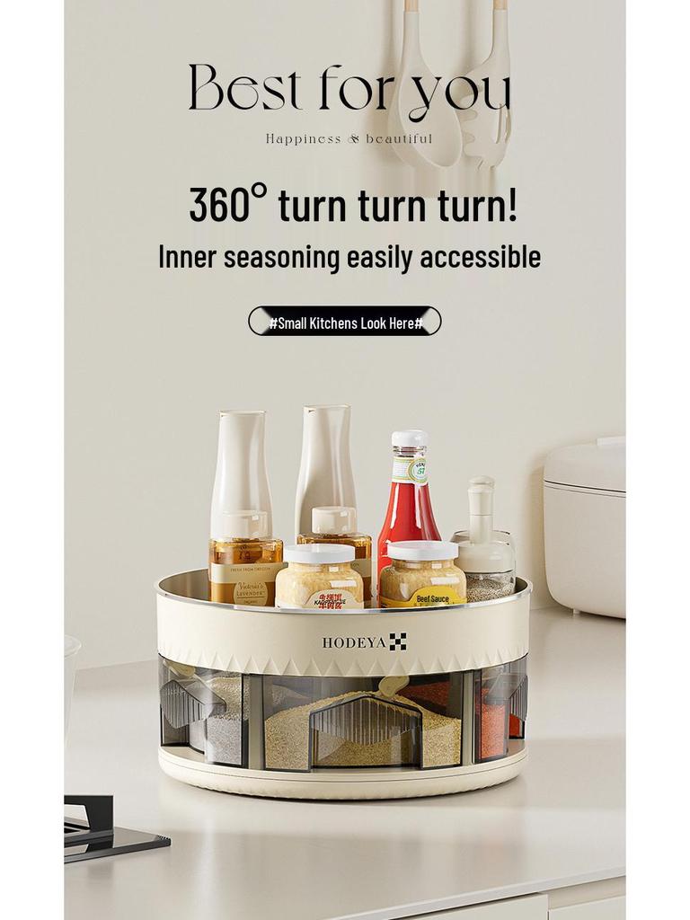 Dönen Mutfak Baharatlık & Baharat Düzenleyici - Şişeler ve Kavanozlar için Çok Fonksiyonlu Köşe Depolama