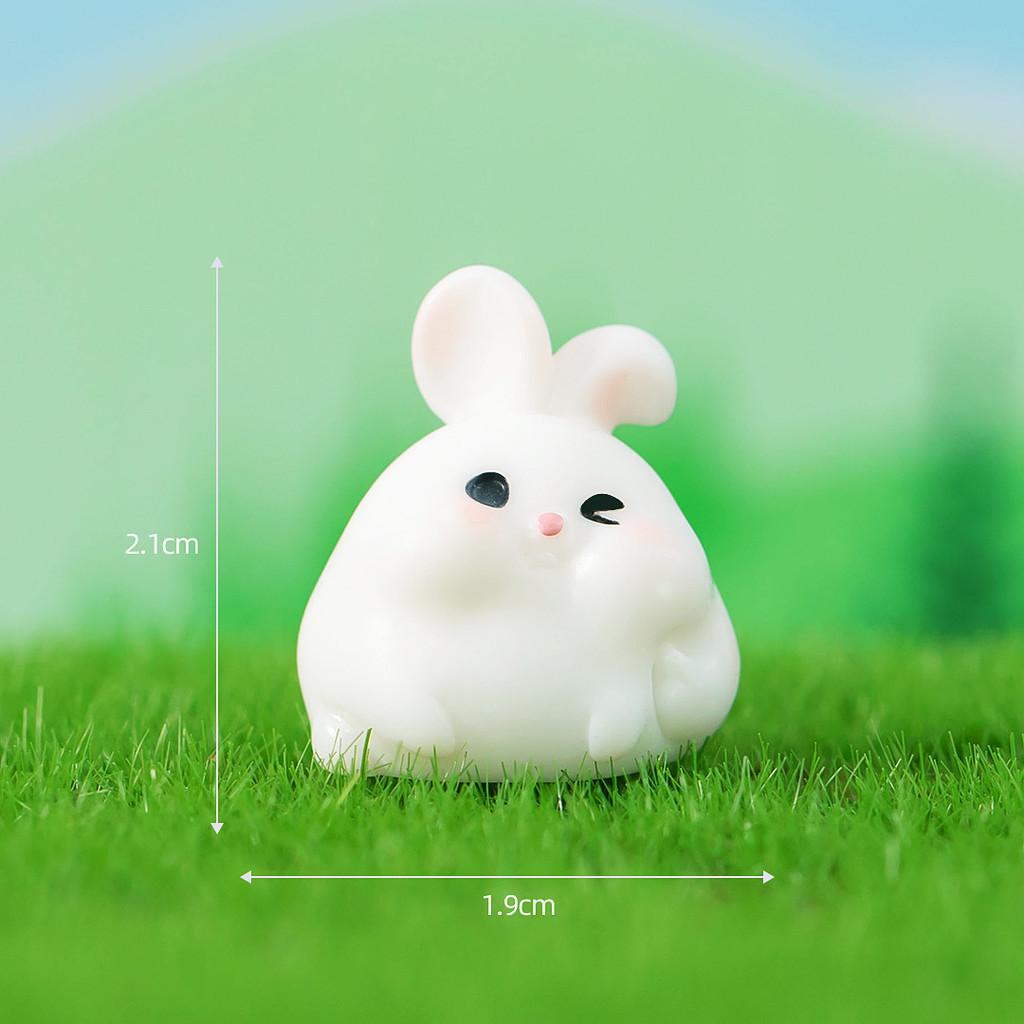 Adorable Resin Miniature Fat Bunny Figurines Diy Desktop Decor Cute Cartoon Style