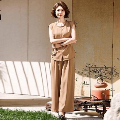 Great Tang Lady 2026 Summer Sleeveless Wide-Leg Pants Set