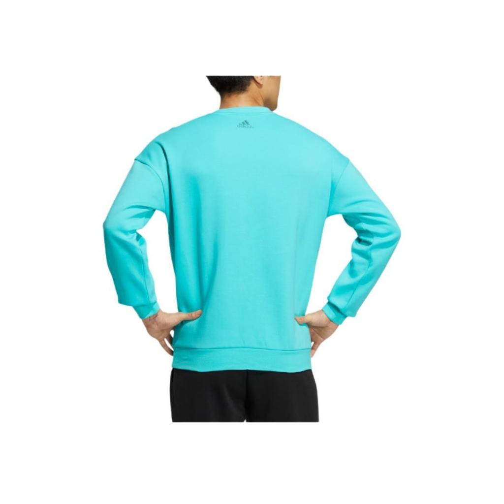 Adidas Logo Print Pullover Crew Neck Sweatshirt Men Sweatshirt Blue HM2983