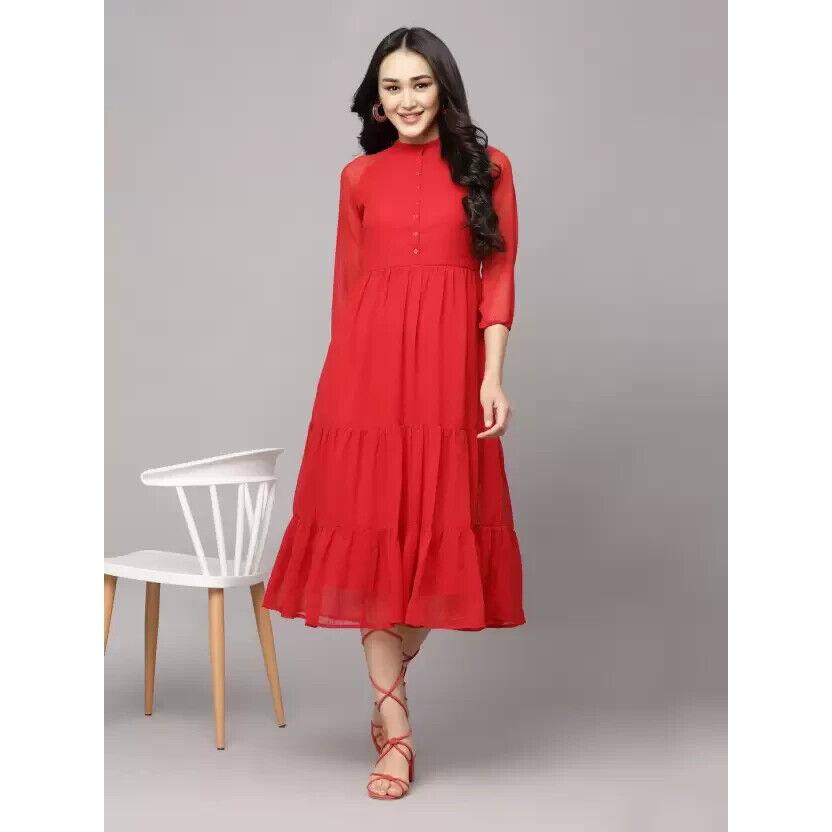 Women Fit and Flare Georgette Dress Top Tunic Bollywood Kurti Party Wear Top SC-1837