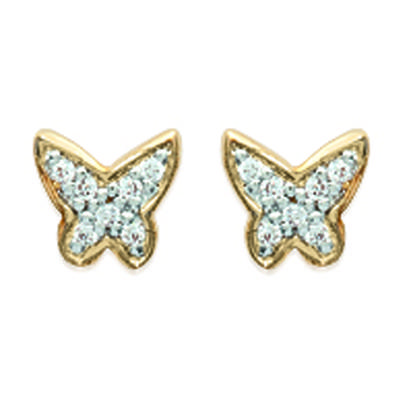 [K7701] - Gold Plated Earrings 'Butterflies' White Gold - 6x6 Mm