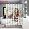 4pcs Merry Christmas Santa Claus Printed Bathroom Set 180x180 Waterproof Shower Curtain Floor Mat Toilet Mat U-shaped Mat