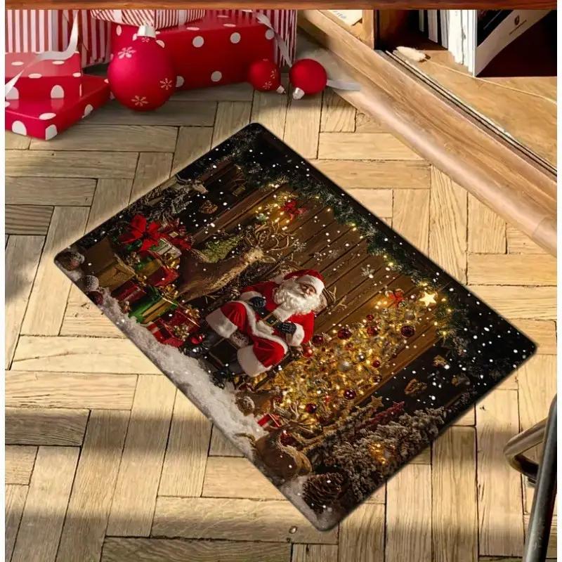 Christmas Santa Claus Welcome Entrance Doormat Home Decor Carpet Indoor Outdoor Floor Mat Living Room Bedroom Bath Kitchen Rug