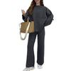 Women Casual Solid Color Knit Sweater Two Piece Set Autumn Winter Thick Round Neck Loose Pullover Wide Leg Pants Matching Sets