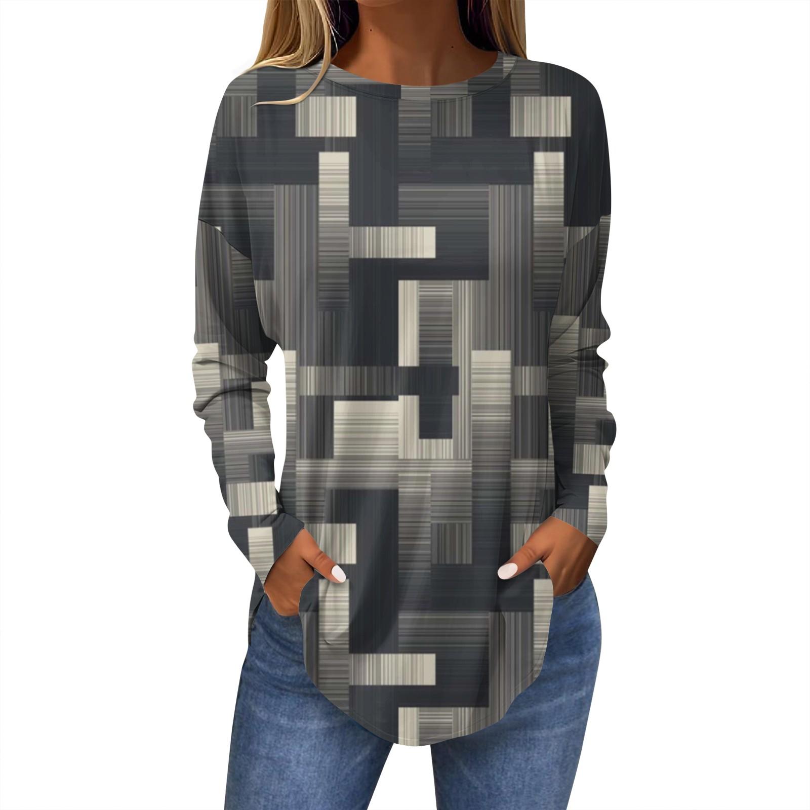 

Ropa Mujer Tendencia 2024 Топы для женщин Модные женские повседневные топы с длинными рукавами и круглым вырезом с принтом Ropa De Mujer Y2k XXL