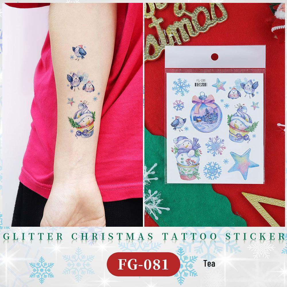 Waterproof Children s Cartoon Glitter Tattoo & Christmas Snowflake Stickers 105*120mm
