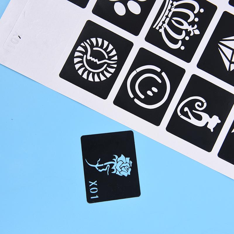 10/15Pcs Small Glitter Tattoo Stencils Woman Girl Kids Drawing Tattoo Stencil