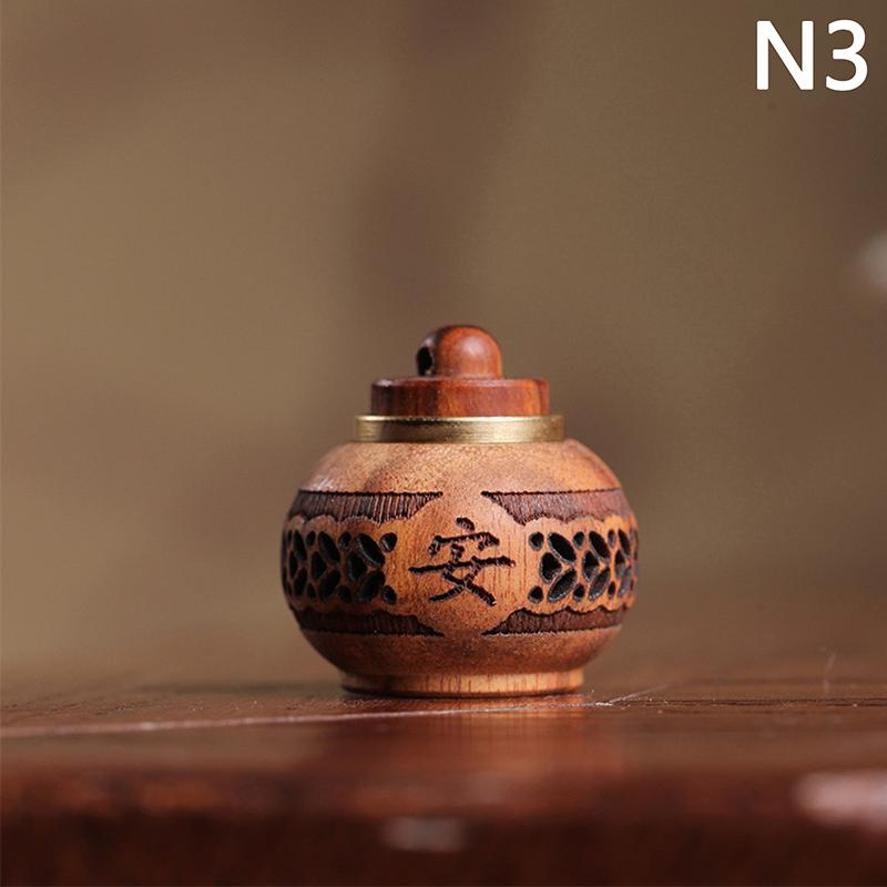 Natural Wood Lotus Shape Perfume Bottle Incense Expanding Mini Sandalwood Portable Sealed Jar Pendant Pomander Container