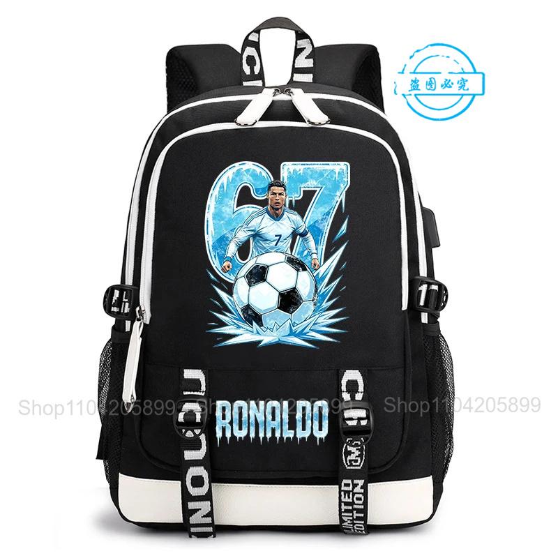 Cr7 Rugzak Ronaldo 67 Print Casual Mochila Voor Student Tiener Schooltas Dagelijks Reizen Rucksack Jongens Cadeau