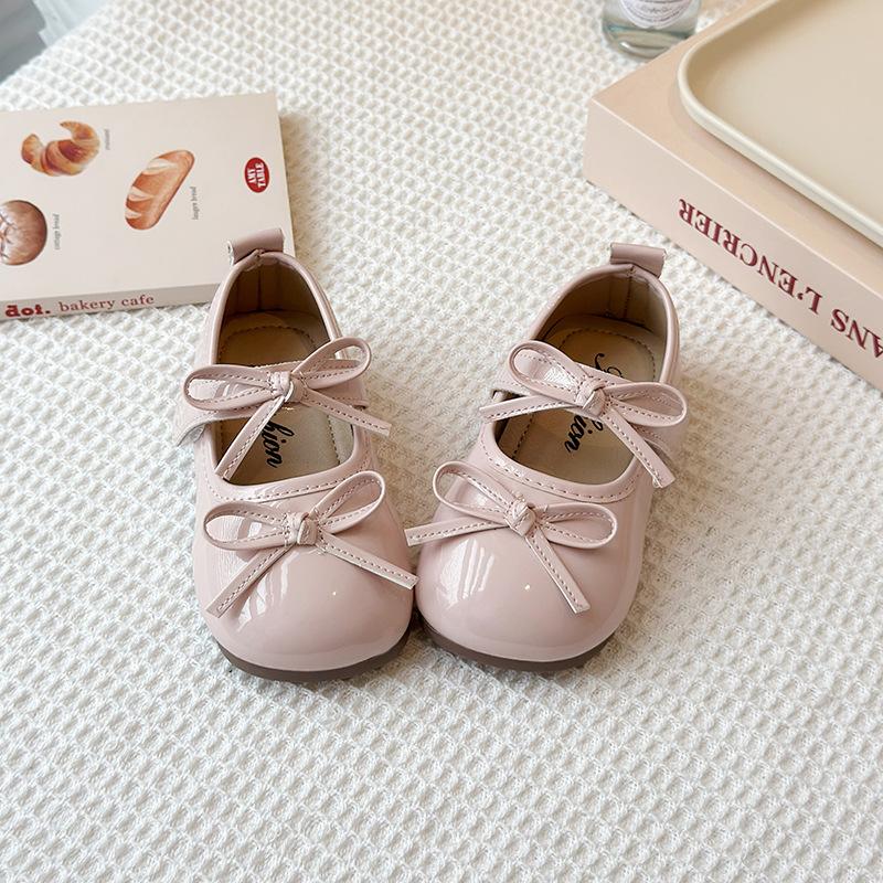 Little Girl Shallow Mouth Mary Jane Leather Shoes 2025 Spring and Autumn New Korean Version of Girls Bow Princess Shoes Soft Sole Single Shoes