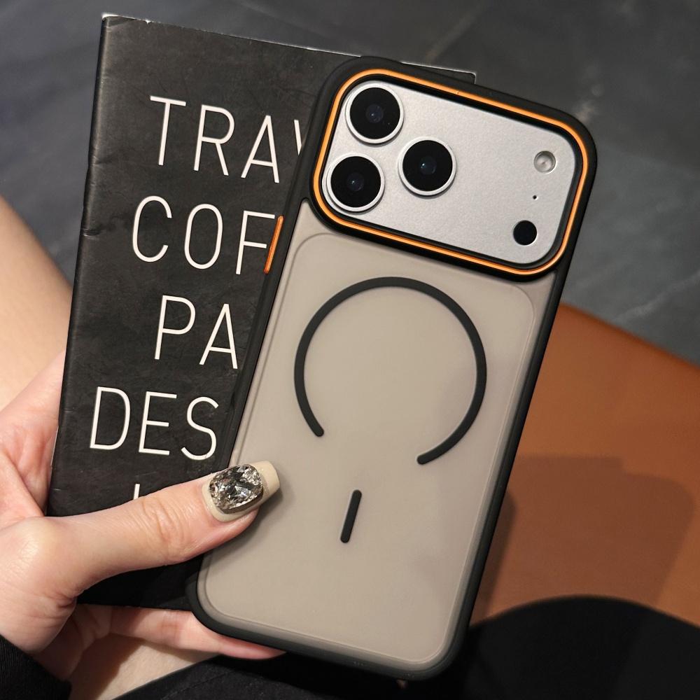 Frosted Armor For Magsafe Case For iPhone 17 Air 16 15 14 13 12 11 Pro Max Plus Shockproof Camera Contrast Color Cover