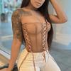 Vest Tops For Women Sexy See Through  Bustier Corset Strapless  Crop Tops  Boned Corset Sexy Tube Top Perspective Style