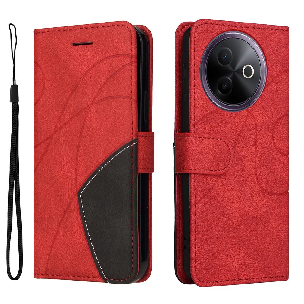 Für vivo Y39 5G Leder Handyhülle Ständer Brieftasche mit zweifarbigem Spleißdesign