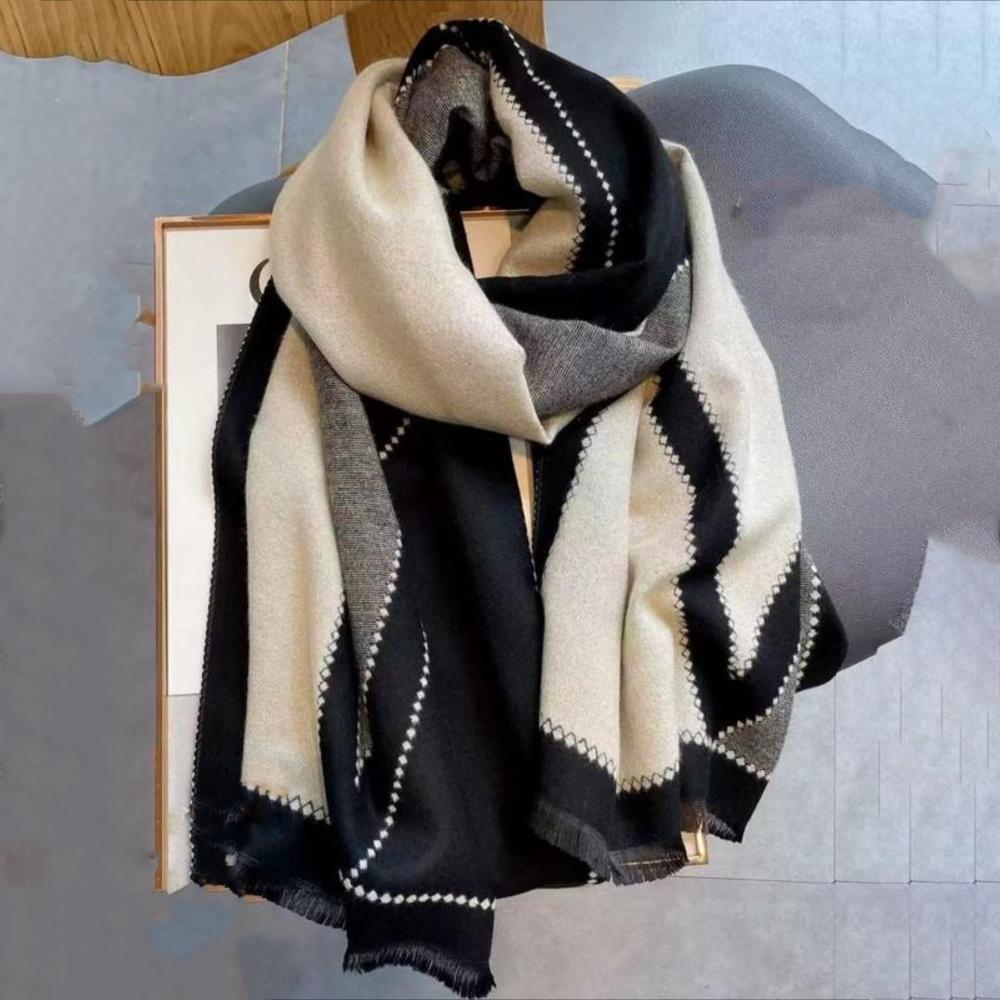Women'S Autumn And Winter Waterproof Scarf Thick Double-Layer Shawl Soft Office Daily Accessories Classic Color Design