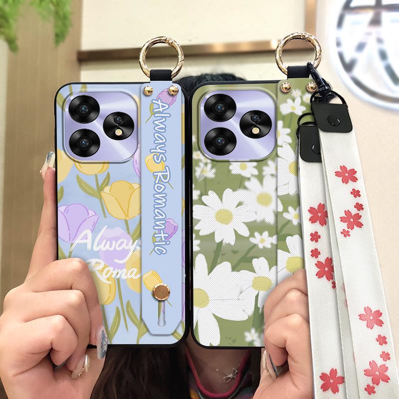 Fashion Design Wrist Strap Phone Case For UMIDIGI A15/A15C Protective Ring Anti-dust Back Cover Anti-knock Wristband