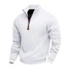 Sweat-shirt décontracté de sport à manches longues et demi-zip pour homme, lourd, doublé polaire, doux pour la peau, chaud, à col montant