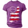 Men’s Short Sleeve Crew Neck T Shirt with Distressed Flag Print 776–2026 Graphic for Everyday Wear