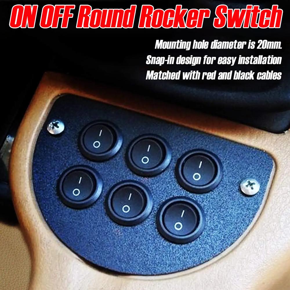 1/4PCs Car Circular Rocker Switches 12V DC Circular Toggle Switch For Motorhomes 2-pin Connector Auto Car Accessories