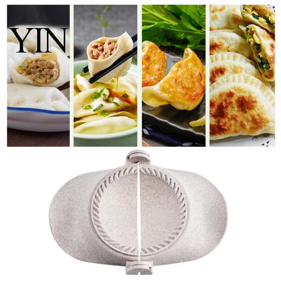 Safe Food Grade Plastic Stainless Steel Empanada Maker Press, 2-in-1 Dumpling Mold with Dough Cutter Easy Kitchen Utensil for Ravioli Pierogi