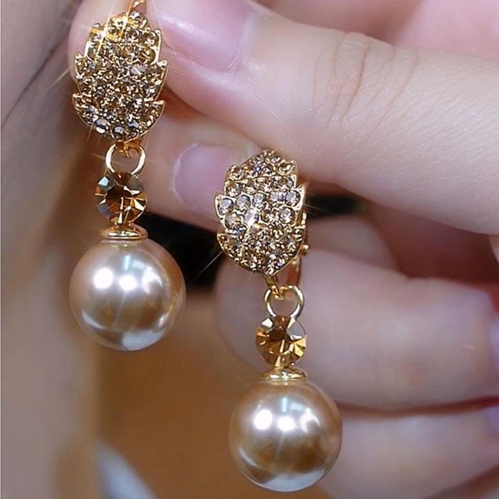 

Gift Fashion Korean Vintage Blue Enamel Leaf Drop Pearl Earrings Birthday Gift Ethnic Jewelry For Women One Size