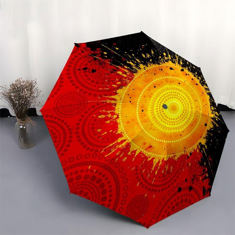Vibrant Circular Mandala Art Print, Bohemian Home Decor Umbrella, Cute Umbrella with Cute Design, Portable 3-Fold Compact Umbrella for Men & Women, Va