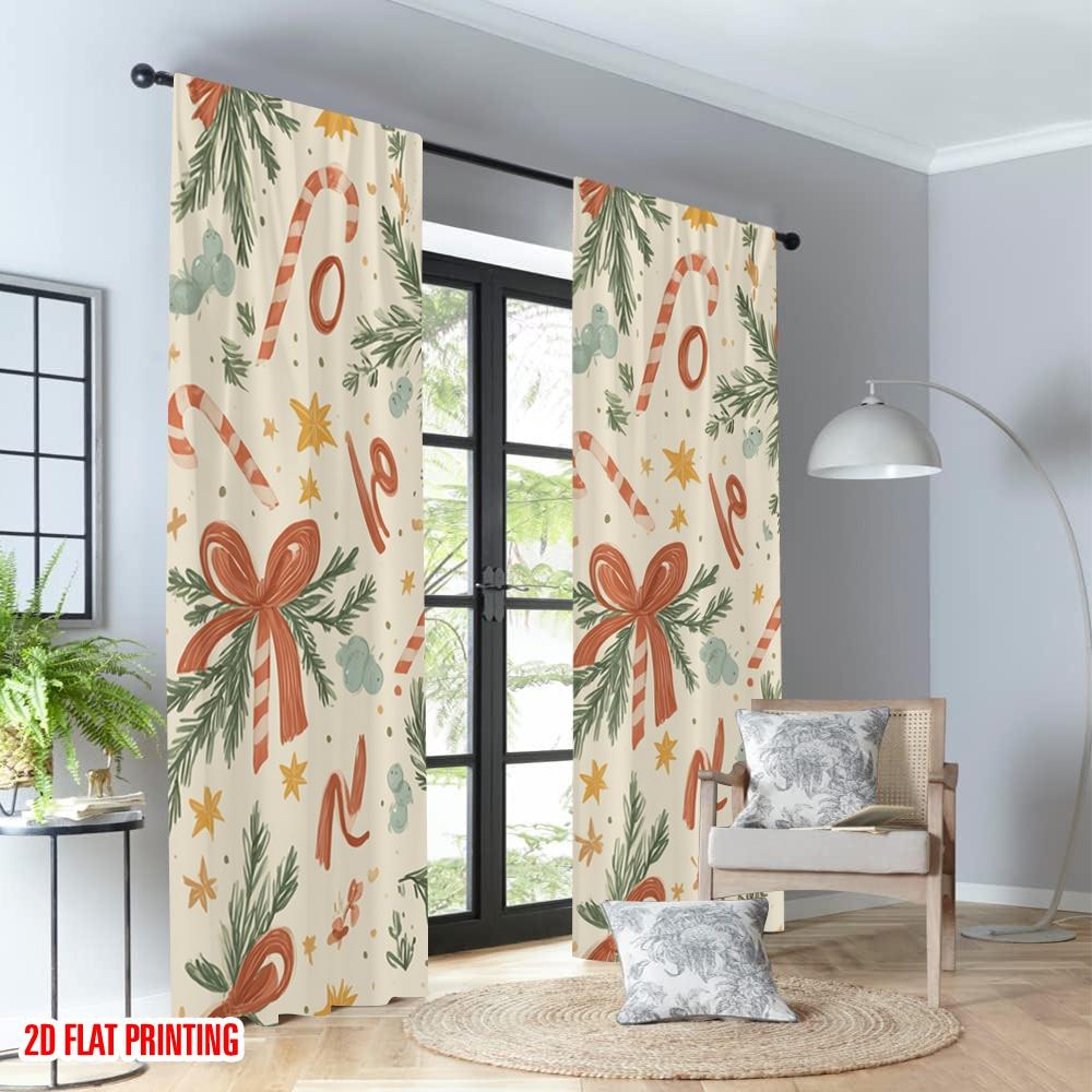 2pcs 2D flat printing Merry Christmas Curtains Christmas Ho Ho Ho Digital Printed Polyester Drapes Holiday Decorations Perfect