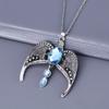 Classic Magic Necklace College Vintage Eagle Crown Blue Crystal Crown Pendant Necklace Movie Jewelry Gift Party Accessory