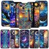 Beautiful Sun Moon Glass Phone Case Cover for iPhone 17 16 15 14 13 12 11 Pro Max 17 Air Plus Shockproof Soft TPU Shell Fundas
