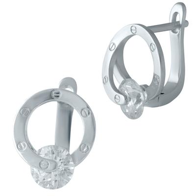 Boucles d'oreilles en argent avec zircons cubiques (1985625)