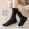 Women's Lace Ruffle Mid-Calf Socks - Spring/Fall Style, Perfect with Birkenstocks, Postpartum-Friendly, Long Socks for Autumn/Winter