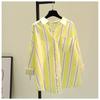 Loose Striped Cotton Button-Up Shirt for Women with Long Sleeves for Summer