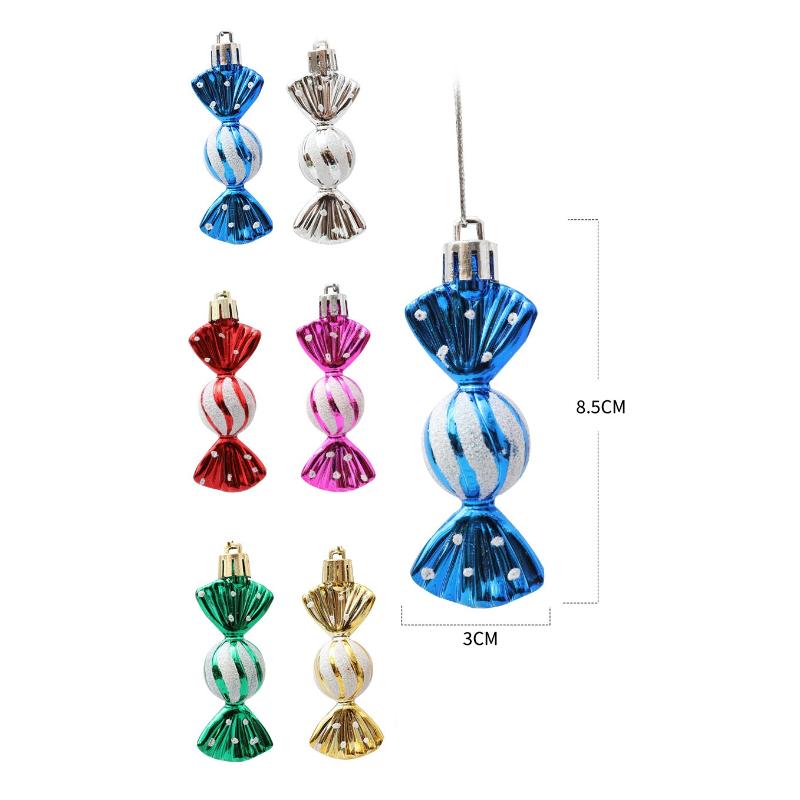 

6Pcs/box Christmas Candy Pendant Xmas Tree Hanging Ornaments Christmas Decorations For Home 2025 Navidad Noel New Year Kids Gift разноцветный