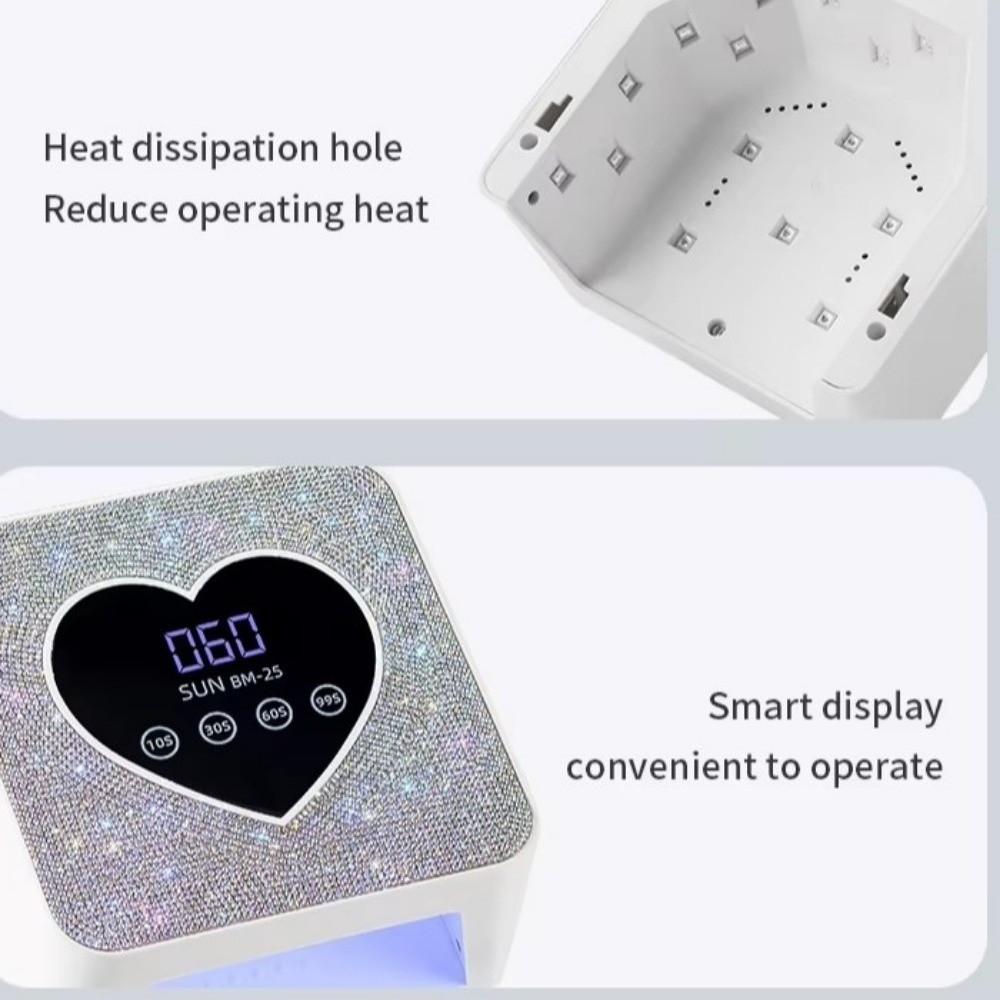 Rhinestone Heart Shape UV Nail Lamp Fast Curing Nail Dryer Machine Nail Dryer Lamp Home Use