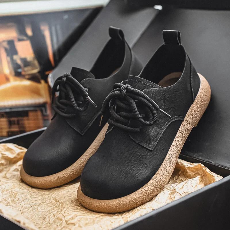 

Мужская повседневная обувь Удобная Ретро Мужская кожаная повседневная обувь Мужская модная ретро обувь на плоской подошве для мужчин 46