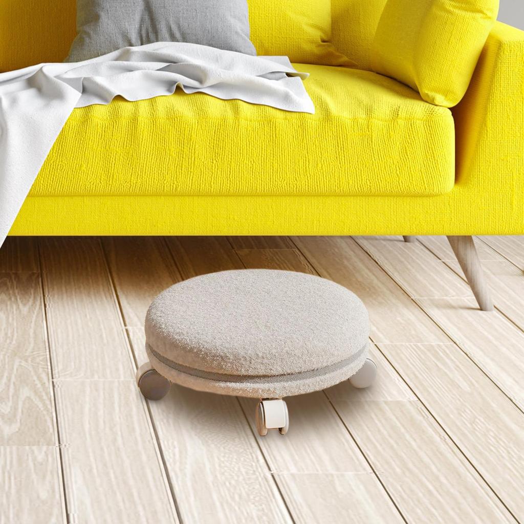 360° Rotating Rolling Stool Low Roller Seat Footstool Makeup Noise Universal Wheels
