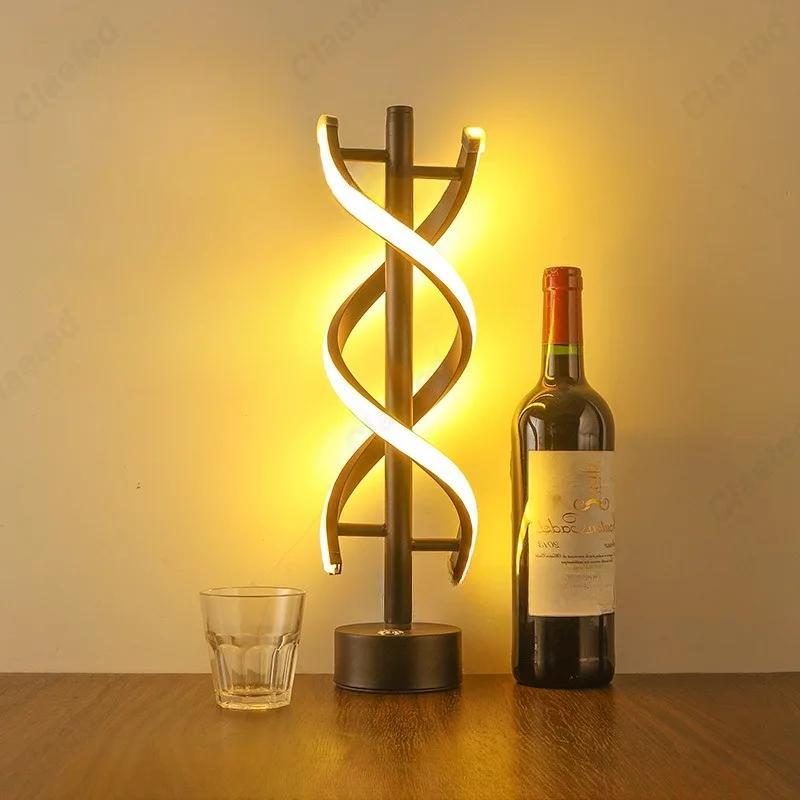 LED Minimalist Spiral Dimming Desktop Decorative Light with USB Charging Port Bar Atmosphere Light Indoor Home Lighting Fixture