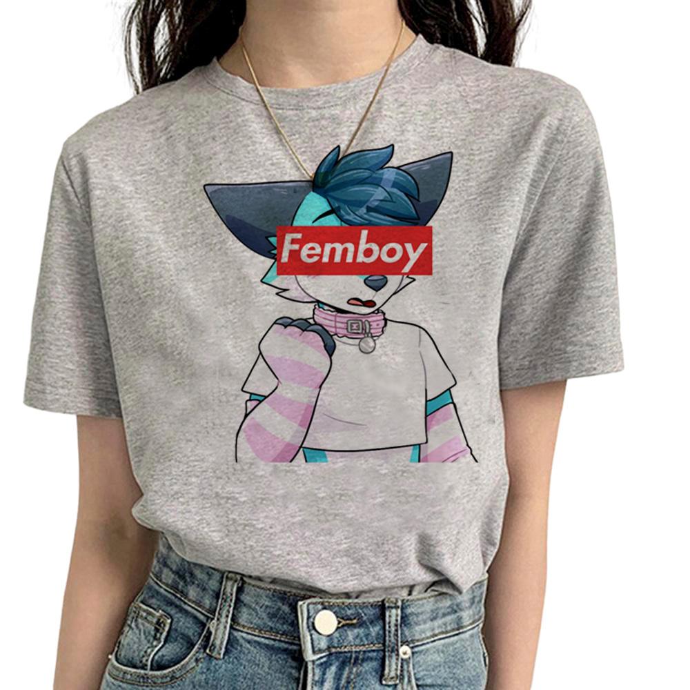 Femboy Tee Women Designer Streetwear Y2K Tshirt Girl Comic Clothes