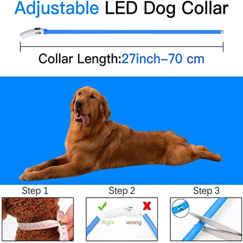 LED Dog Collar USB Rechargeable Light Up Dog Collars, Lighted Dog Collar Glowin The Dark, Flashing Lights for Your Walking Night