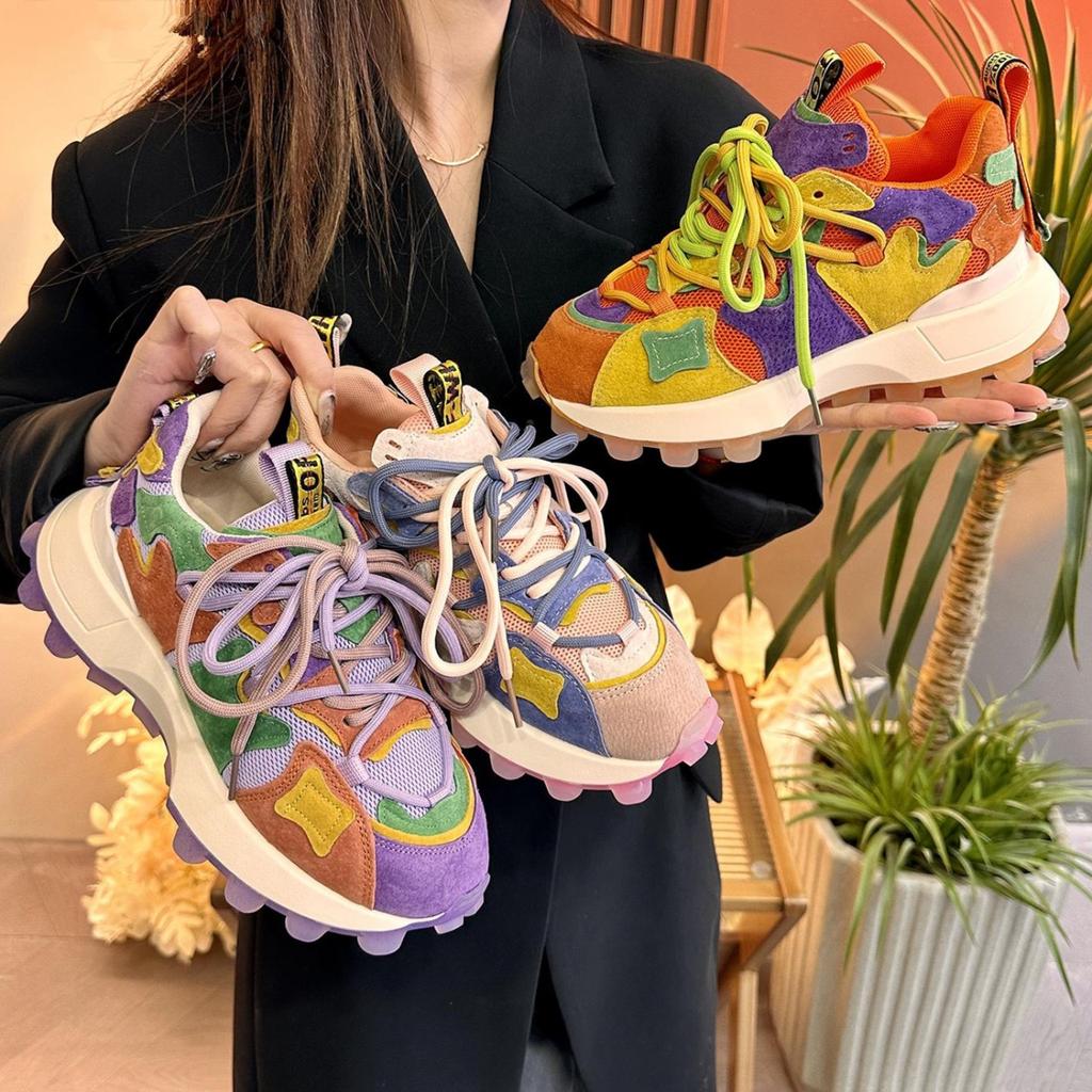 Dámské boty Dad's Shoes 2025 Nové Jaro Podzim Všestranné Silná Podrážka Boty do Lesa Běžecké Sportovní Ležérní Boty