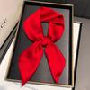 Autumn new versatile 71 imitation silk solid color silk scarf versatile plain color Korean neck scarf tied bag silk scarf