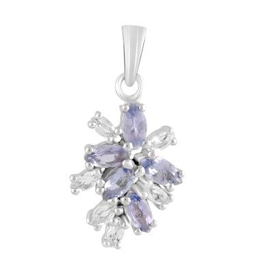 Pendentif en argent avec tanzanite 7,3 ct, topaze blanche (2117063)