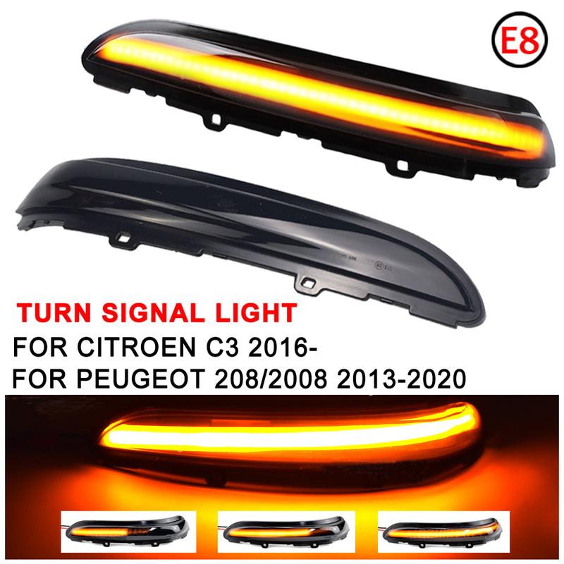 LED Dynamic Turn Signal Light For Peugeot 208 2008 2012-2020 Citroen C3 2016- Flashing Indicator Sequential Blinker Lamp