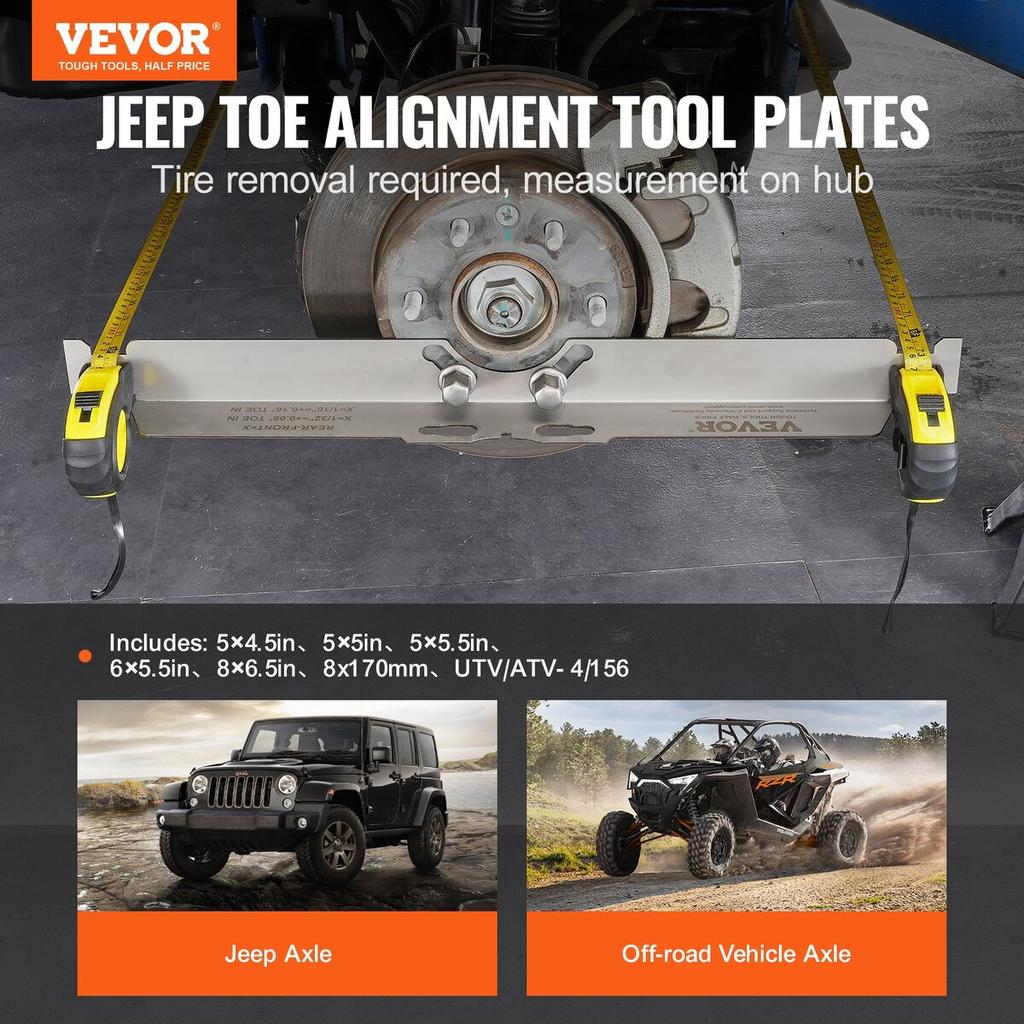 Wheel Alignment Tool, 2-Pack Toe Alignment Toe Plates, Stainless Steel Wheel Alignment Tool Plate, Toe Angle Accurate Measurement, Includes 2