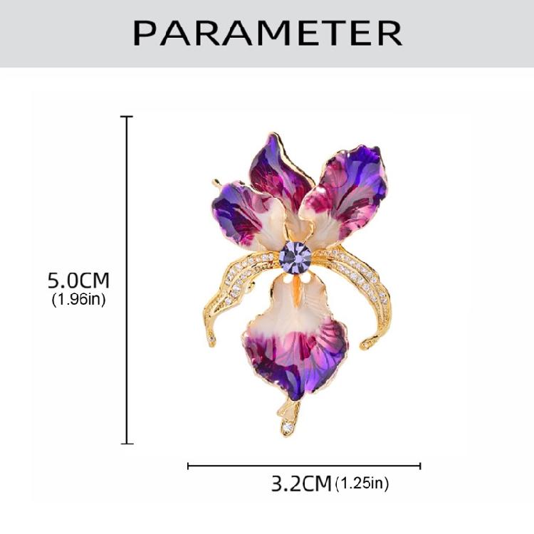 Irises Flower Design Brooch Jewelry With Enamel Finish Sturdy Copper Construction 11g Comfort Fit Unisex Gift