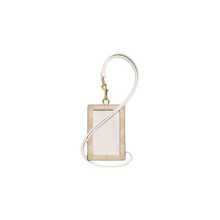 COACH Lanyard Artificial Leather Card Holder Card Holder Mini Women's Khaki White 63274-IMDQC